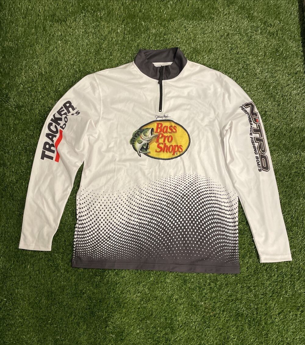 Bass Pro Shops Johnny Morris Fishing Jersey 1/4 Zip Shirt Tracker Nitro Men's L